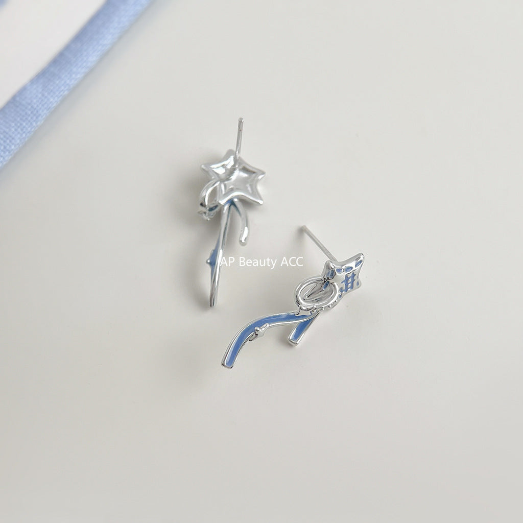 C관 - 925 은침 별 리본 디자인 큐빅 귀걸이 [6868] 25.10-1
