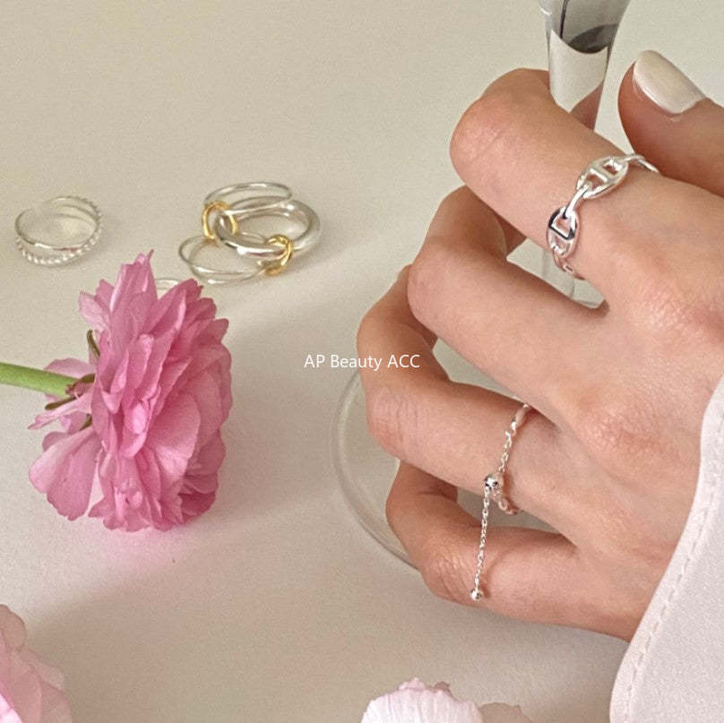 F관 - 925 실버 올리브 비즈 반지 [J1621] 25.12-1