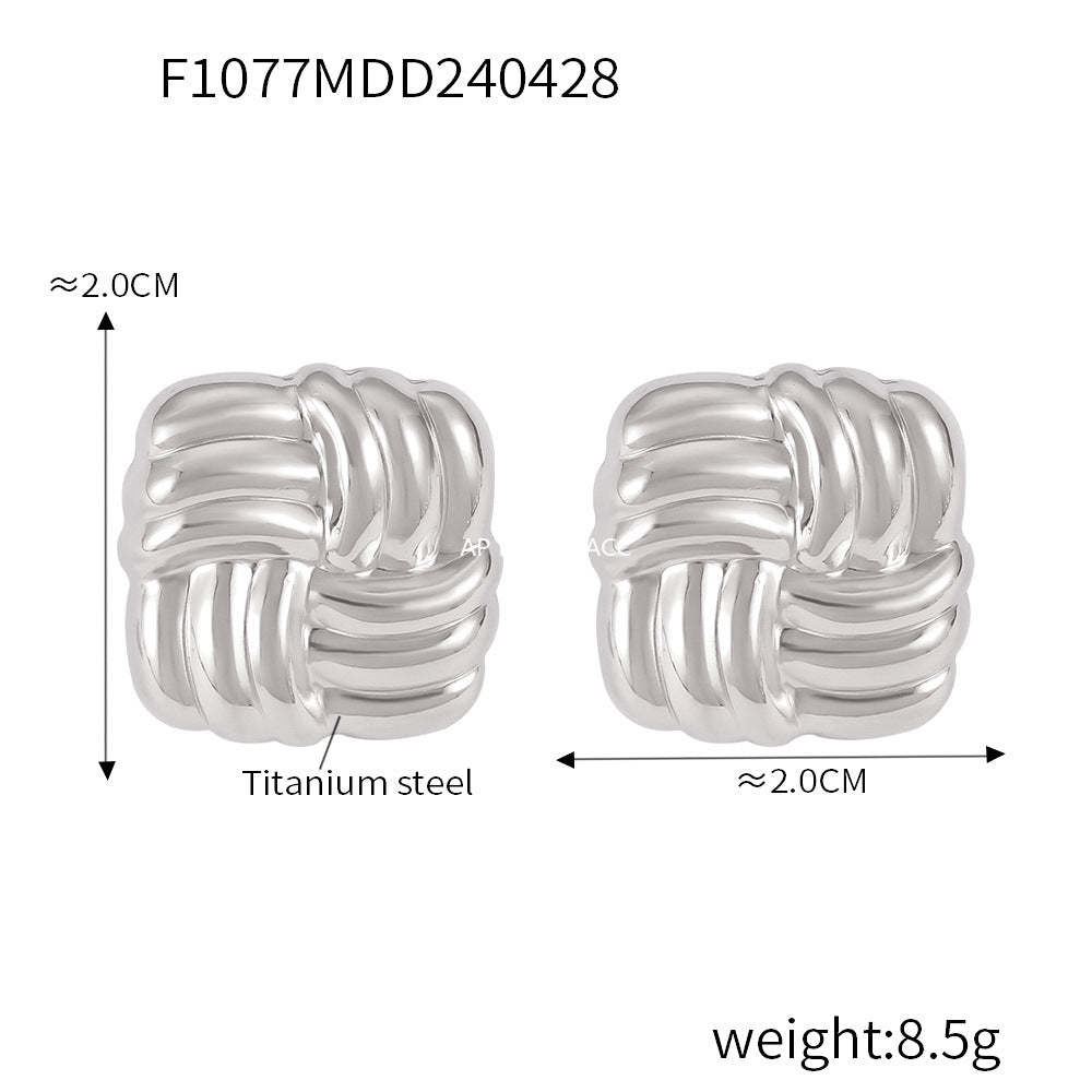 D관 - 셀럽 인기 디자인 트렌디 티타늄 스틸 굵은 링 미니멀 디자인 C자형 귀걸이 [F1076-8] 24.05-1