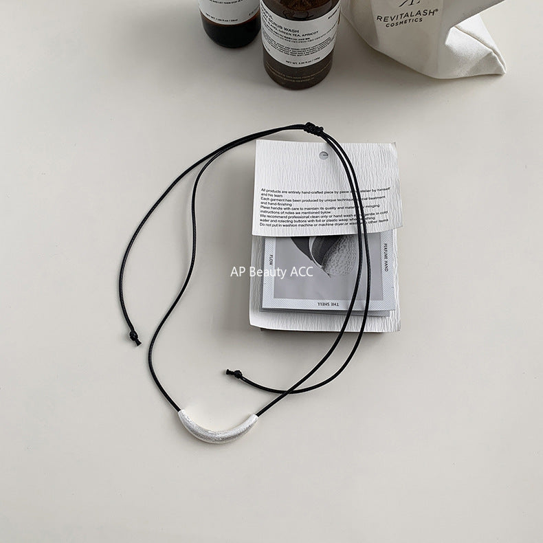 A관 - 925 실버 샌딩 스마일 튜브 왁스끈 목걸이 [1357-1358] 25.10-2