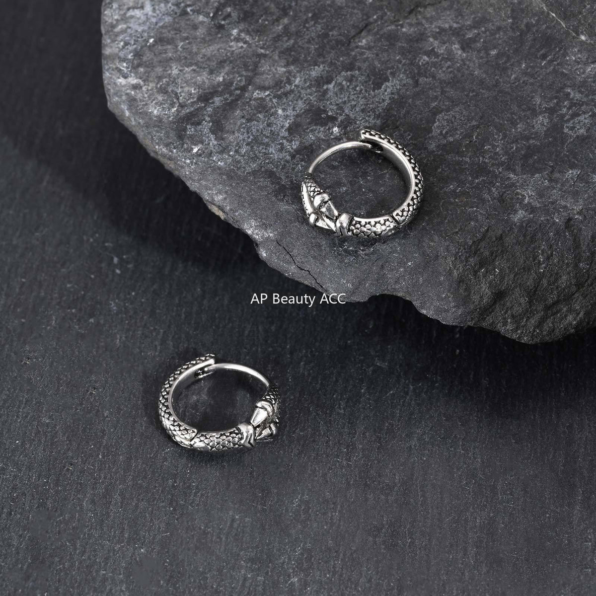 G관 - 스테인리스 스틸 뱀 형상 링 귀걸이 [EH-837S] 25.12-2