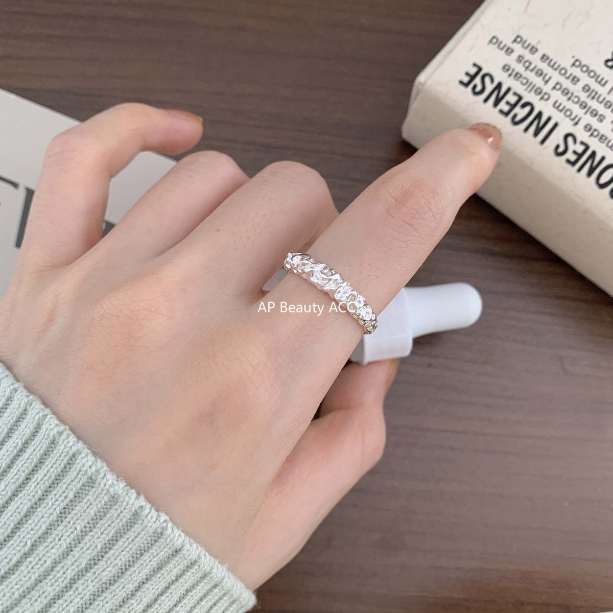 F관 - 925 실버 비정형 요철 포일 질감 오픈형 반지 [J1393] 25.12-3