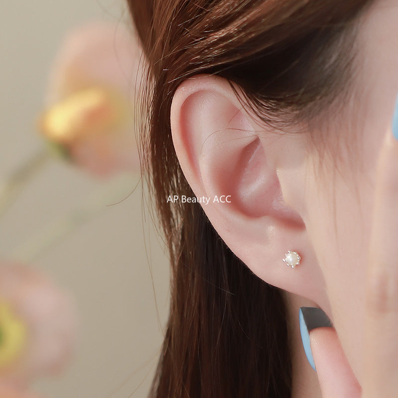 B관 - 999 실버 심플 진주 귀걸이 [YC3343E_1] 25.10-1