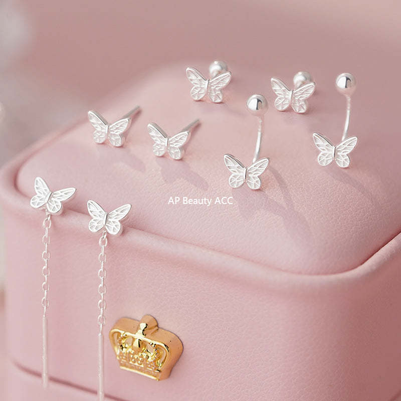 B관 - 999 실버 나비 U자형 드롭 피어싱 귀걸이 [YC2615E_1] 25.10-1