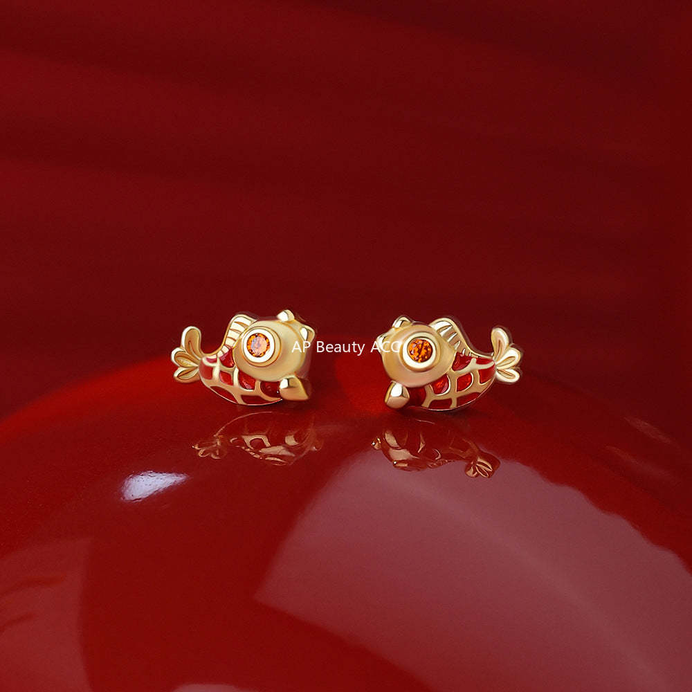 B관 - 999 실버 금붕어 물고기 행운 귀걸이 [YC2856E_1] 25.12-3