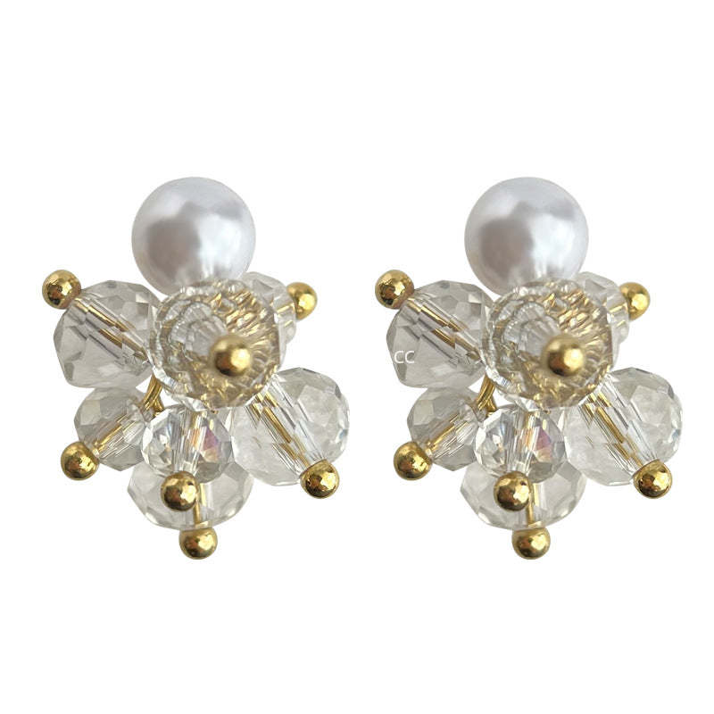 C관 - 유리 크리스탈 고급스러운 수공예 디테일 14K 도금 귀걸이 [4388] 24.06-4