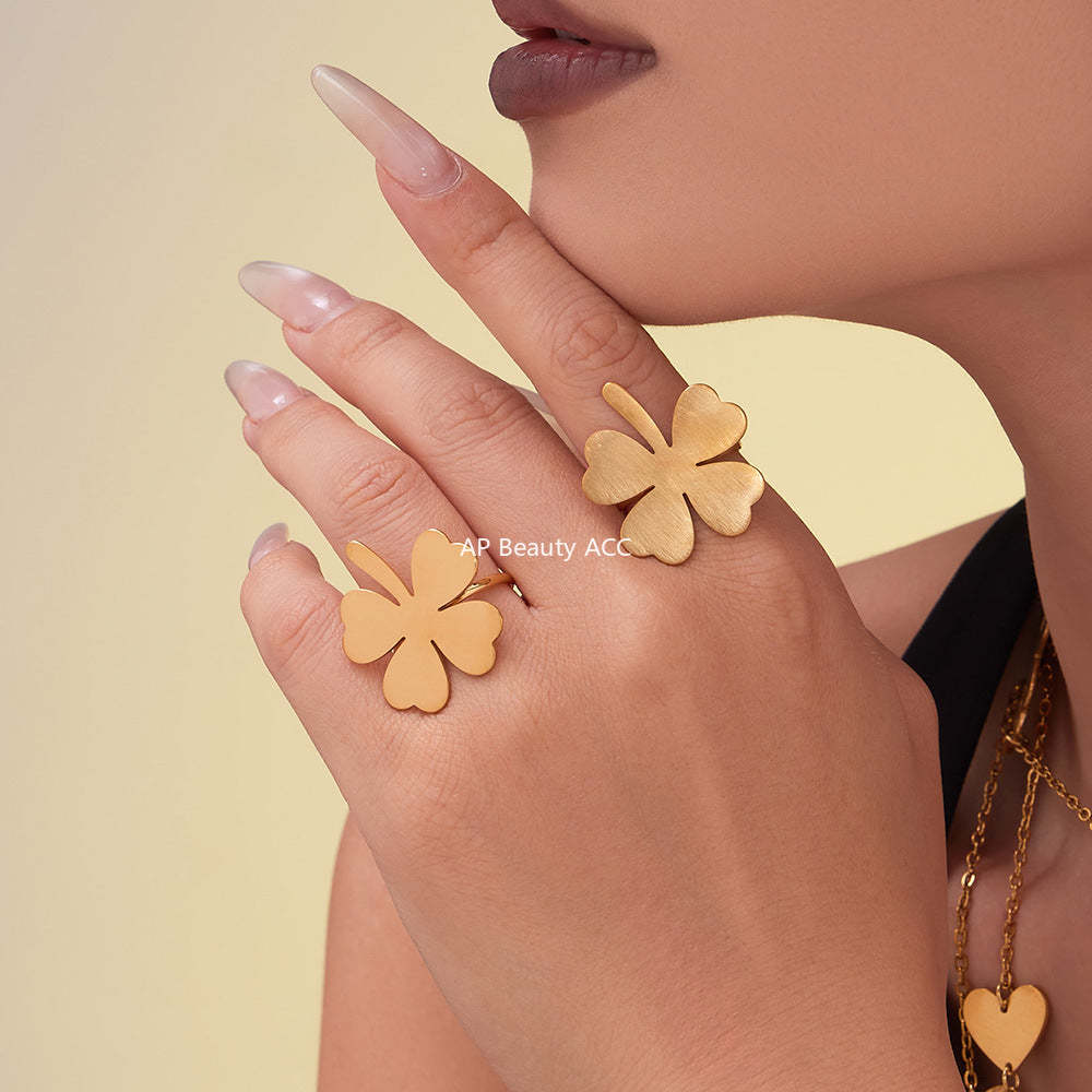 D관 - 스테인리스 18K 도금 하트 네잎 클로버 목걸이 귀걸이 반지 [TXP463] 25.10-5