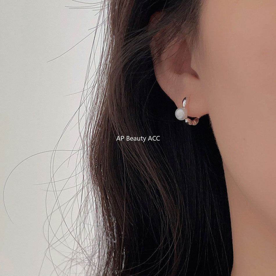 F관 - 925 실버 진주 올리브 링 귀걸이 [C1242] 25.10-2