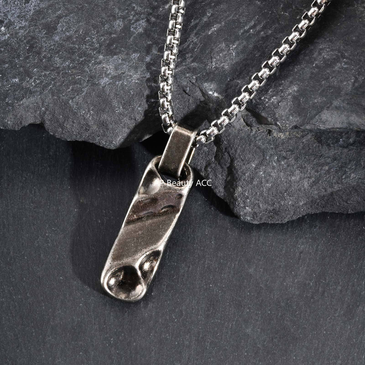 G관 - 입체 직사각 펜던트 스테인리스 스틸 목걸이 [PN-2272] 25.12-2