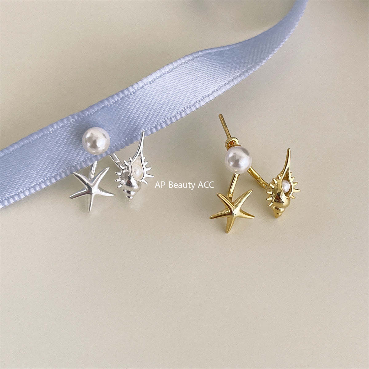 A관 - 925 은침 진주 별 소라 디자인 귀걸이 [EH-3098] 24.08-1