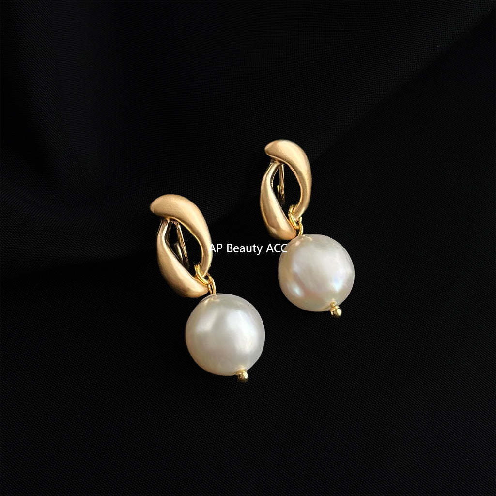 C관 - 담수 진주 골드 도금 나선형 이어커프 귀걸이 [EJ0203P] 25.02-3
