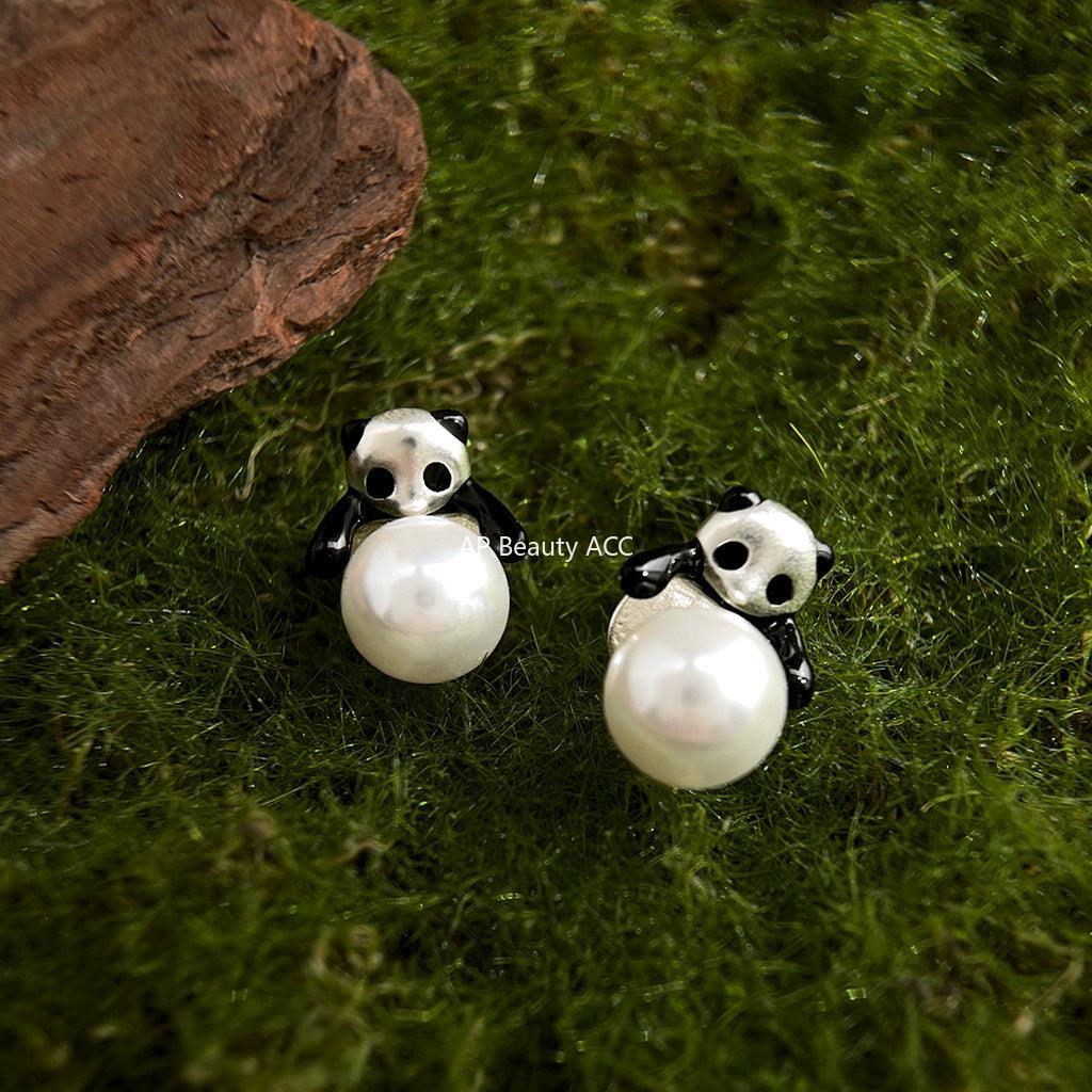 C관 - 팬더 진주 투웨이 착용 디자인 은침 귀걸이 [5839] 25.04-2