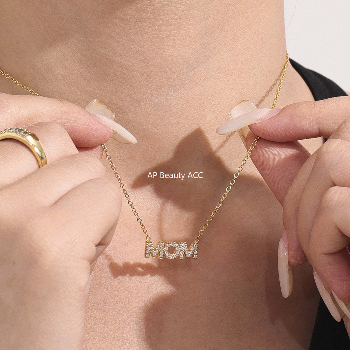 D관 - 18K 도금 큐빅 MOM 해바라기 펜던트 스테인리스 스틸 목걸이 [P1230-1232] 25.08-2