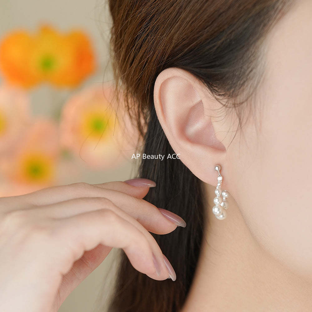 B관 - 925 실버 스퀘어 실버 자개 진주 귀걸이 [YC2380E_1] 25.12-3