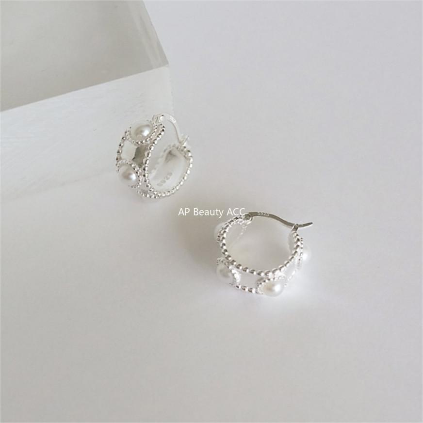 F관 - 925 실버 진주 와이드 귀걸이 [C1238] 25.10-3