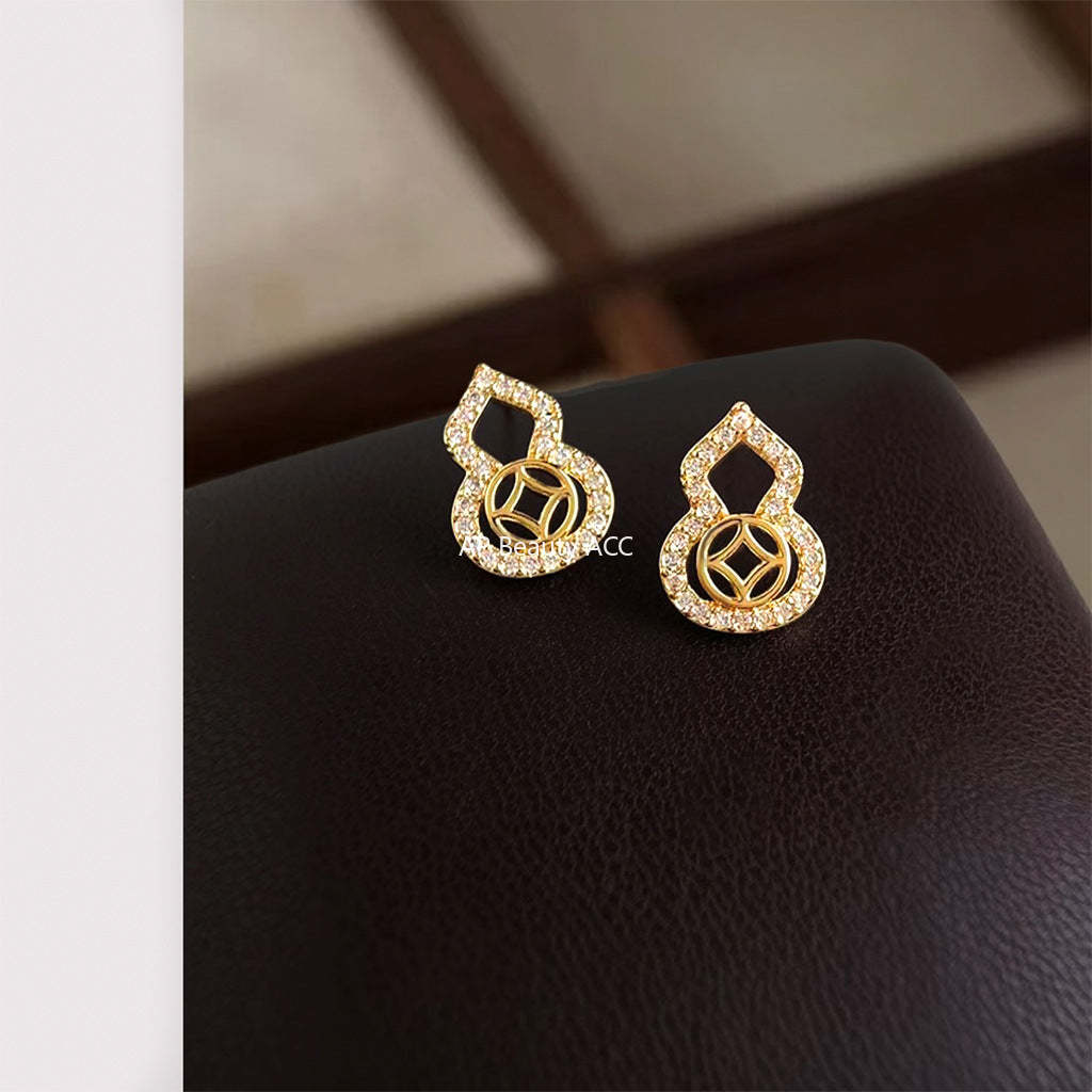 C관 - 호리병 모양 큐빅 925 은침 귀걸이 [7181] 25.12-1