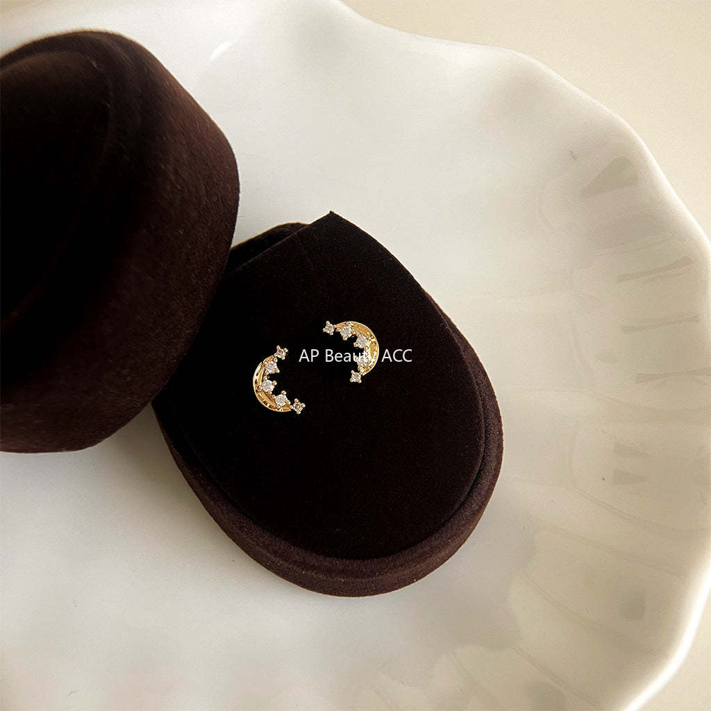 C관 - 미니 초승달 큐빅 은침 귀걸이 [4829] 25.02-1