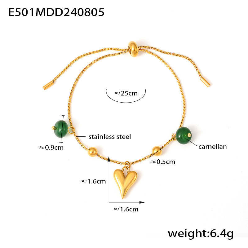 D관 - 스테인리스 스틸 18K 도금 원형 마노 펜던트 팔찌 [E501-502-503] 24.08-2