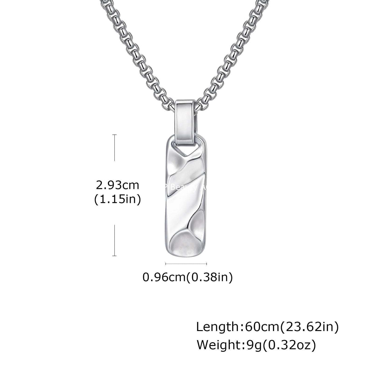 G관 - 입체 직사각 펜던트 스테인리스 스틸 목걸이 [PN-2272] 25.12-2