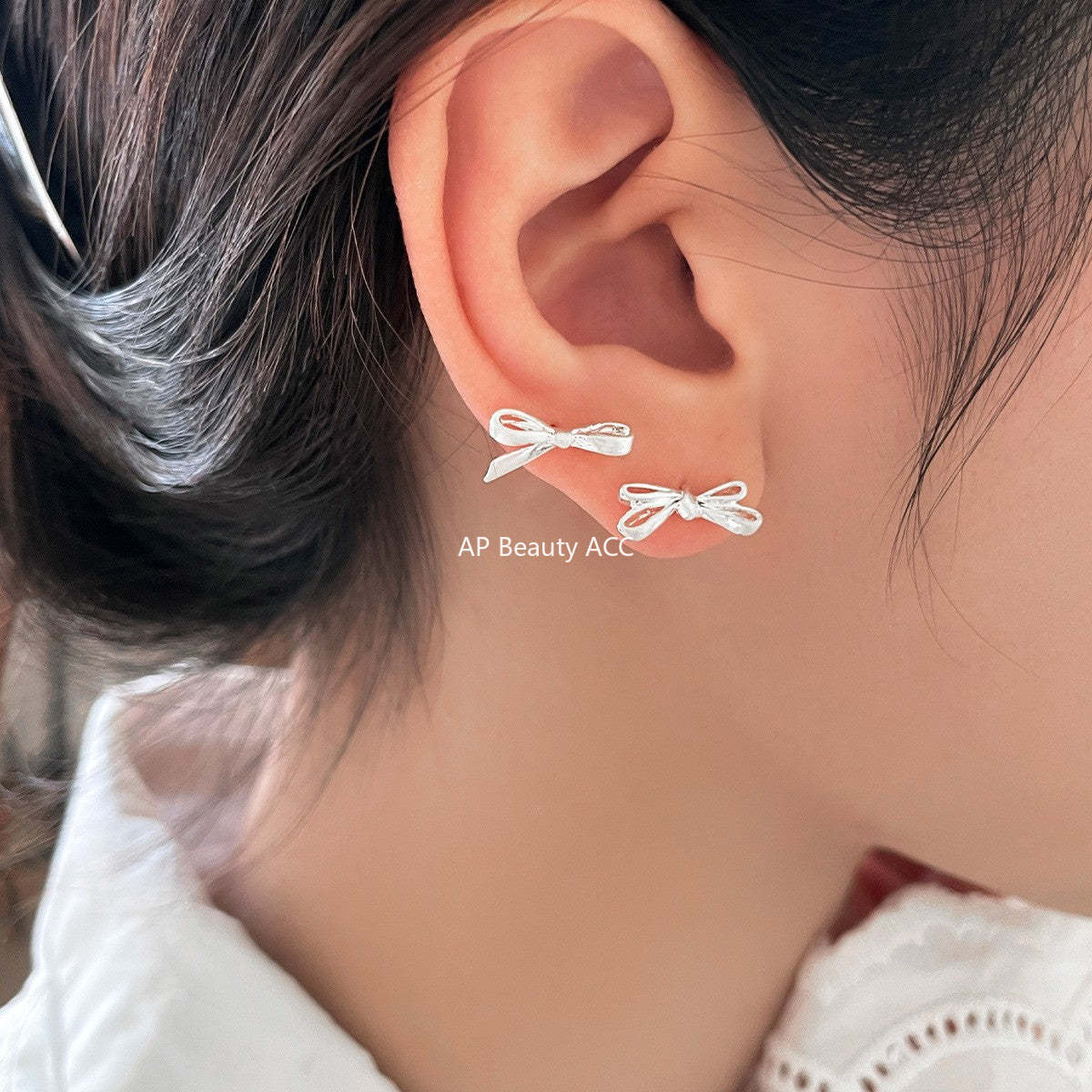 A관 - 비대칭 리본 925 은침 귀걸이 [EH-3619] 25.06-2
