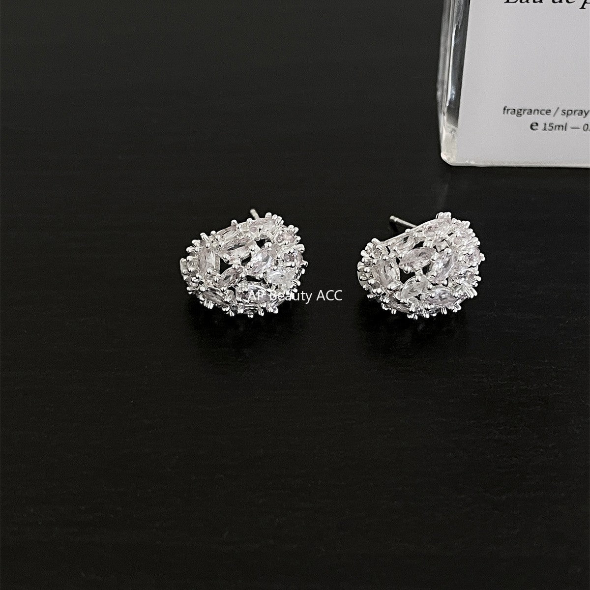 A관 - 도트 눈꽃 디자인 큐빅 귀걸이 [EH-4201] 25.10-3