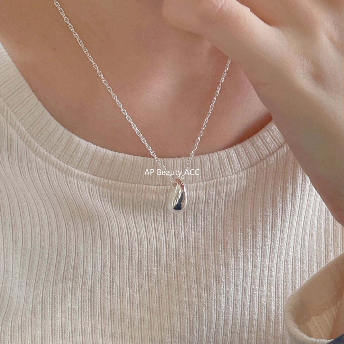 F관 - 925 실버 물방울 디자인 목걸이 [B1170] 25.12-3