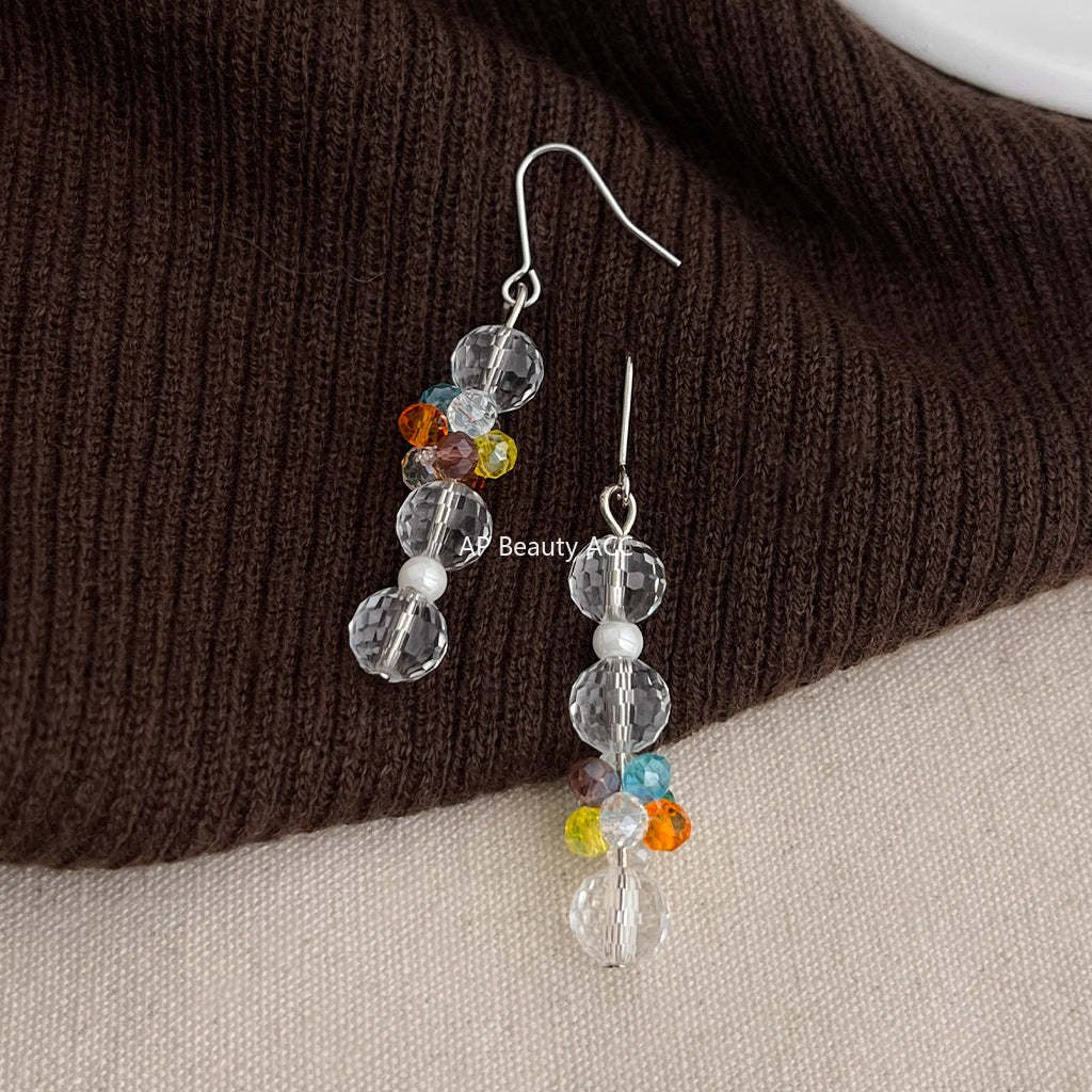 C관 - 핸드메이드 글래스 크리스탈 비즈 롱 태슬 귀걸이 [5479] 25.02-1