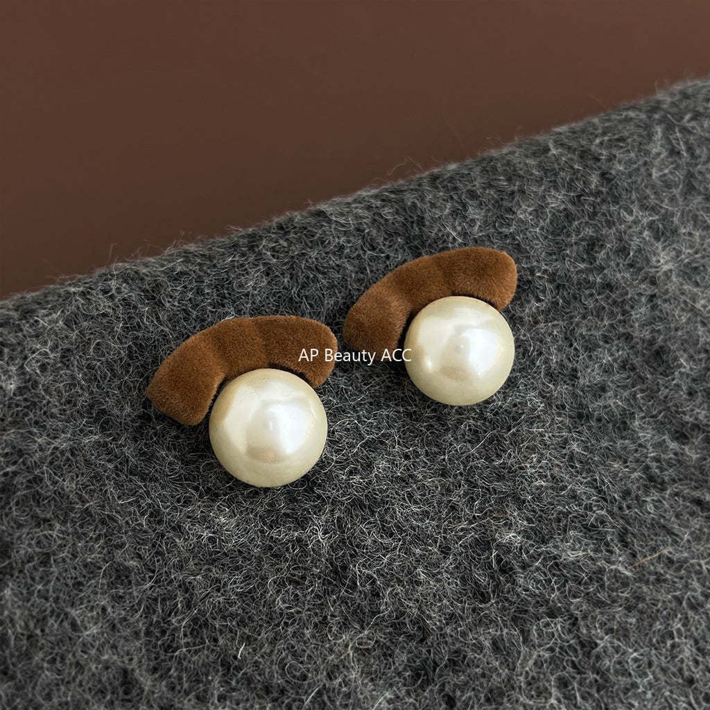 C관 - 벨벳 리본 진주 925 은침 귀걸이 [7134-7135] 25.11-3