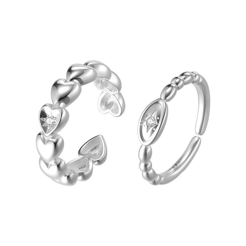 A관 - 925 실버 하트 별 큐빅 오픈형 반지 [JZ-0719] 25.11-1