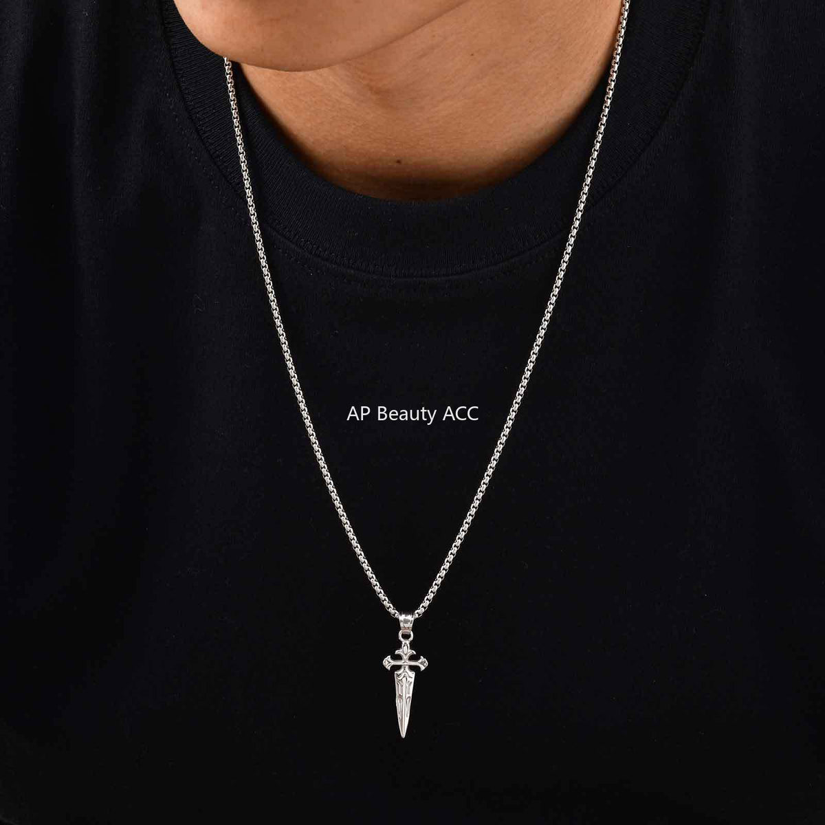 G관 - 스테인리스 검 모양 십자가 펜던트 목걸이 [PN-2241] 25.11-1