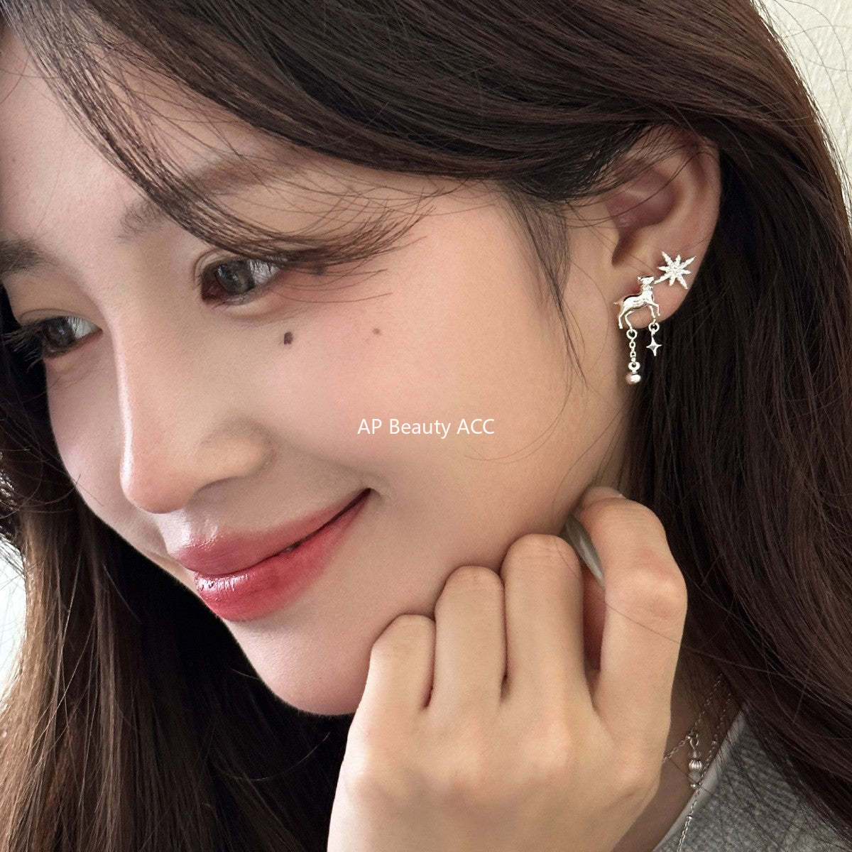 A관 - 루돌프 사슴 별 모양 태슬 비대칭 귀걸이 [EH-4262] 25.11-4