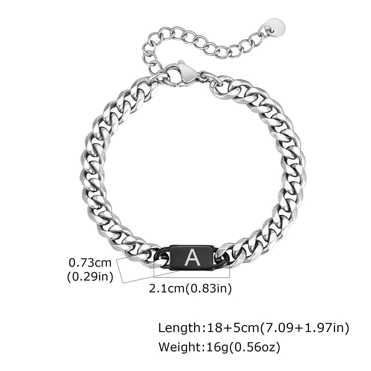 G관 - 각인 가능 레이저 알파벳 쿠바 체인 스테인리스 팔찌 [BR-2704] 25.11-3