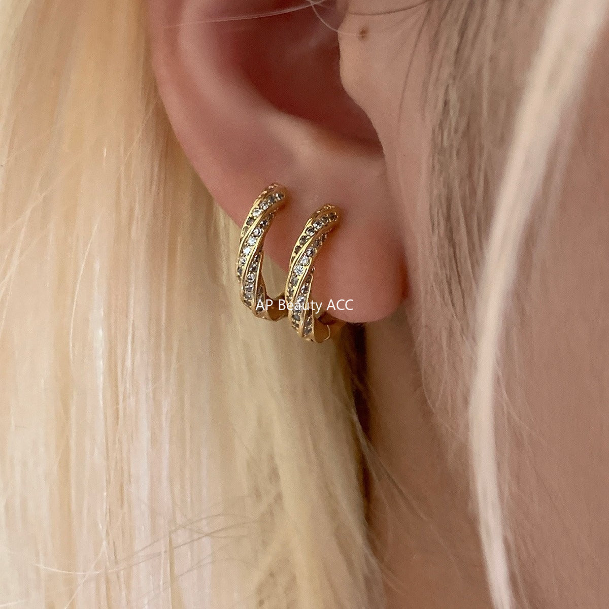 A관 - 925 은침 뫼비우스 큐빅 후프 귀걸이 [EH-4194] 25.10-3