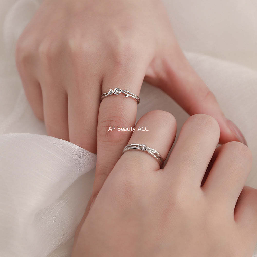 B관 - 999 실버 플라워 디자인 커플 반지 [YC5149R_1] 25.12-2