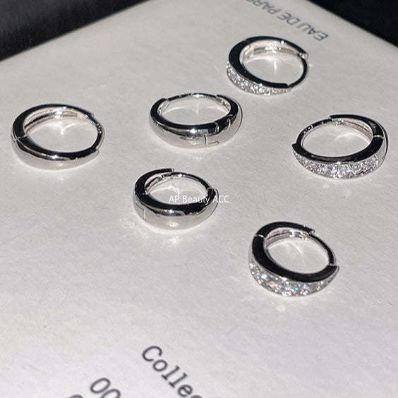 A관 - 큐빅 925 은침 링 후프 귀걸이 [EH-4324] 25.12-2