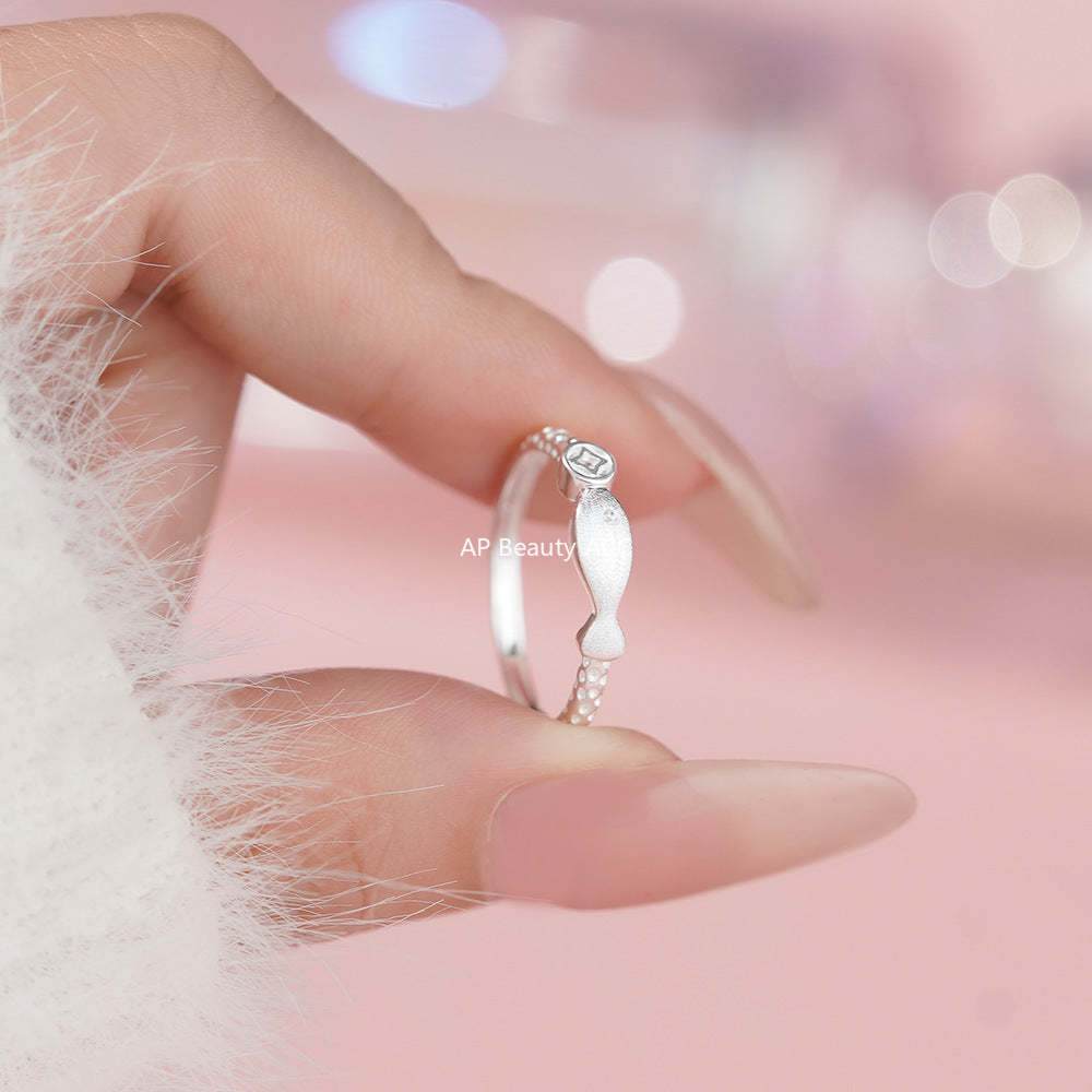 B관 - 999 실버 물고기 코인 큐빅 샌딩 반지 [YC4140R_1] 25.11-4