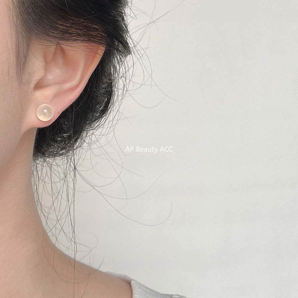 C관 - 백마노 천연석 은침 귀걸이 간결하고 고급스러운 귀걸이 [3828-3830] 24.04-3