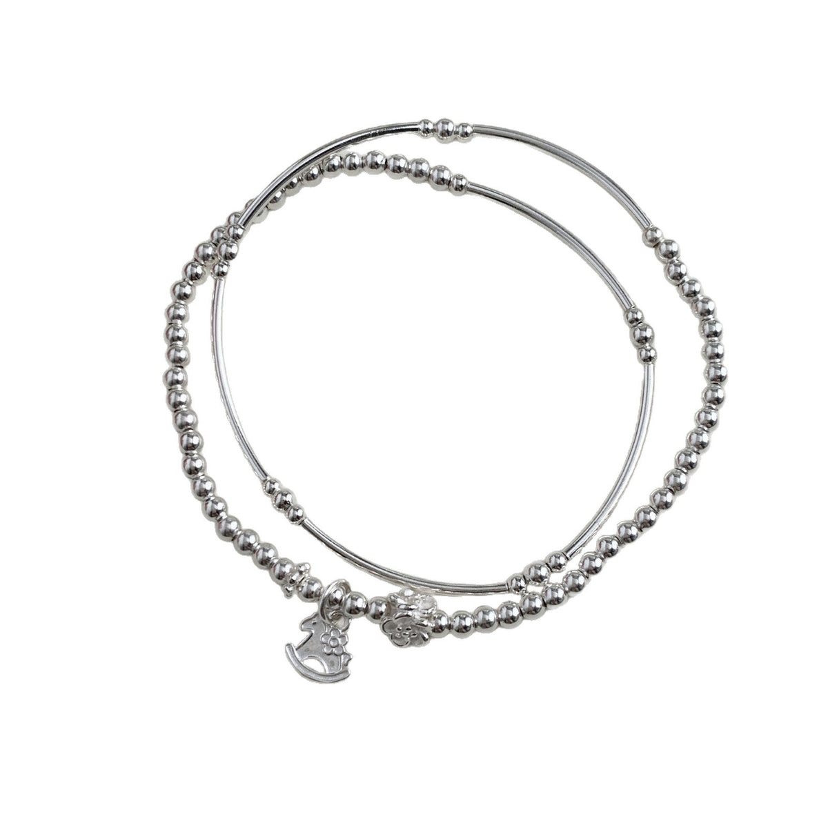 A관 - 925 실버 말 펜던트 튜브 더블 레이어 팔찌 [1601] 25.11-2