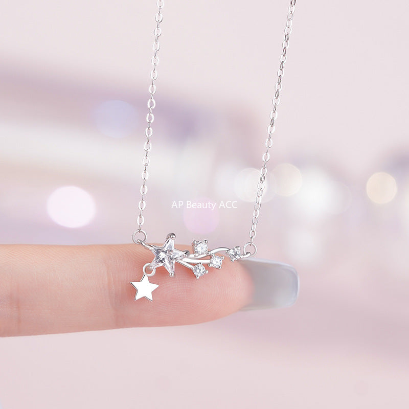 B관 - 999 실버 유성 별 큐빅 펜던트 목걸이 [YC3813N] 25.10-2