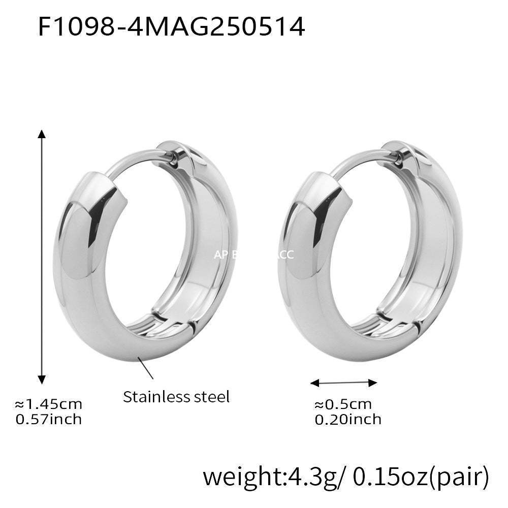 D관 - 투톤 원형 18K 도금 스테인리스 스틸 귀걸이 [F1015-F1098] 25.05-4