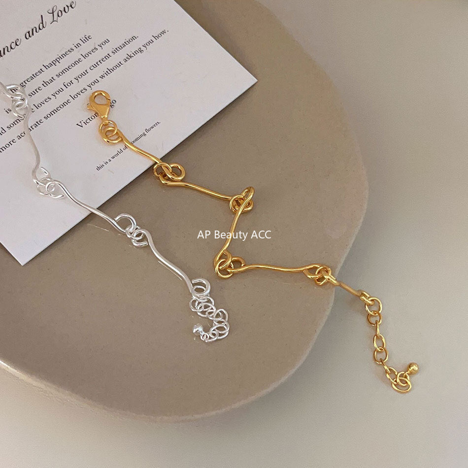 F관 - 925 실버 체인 연결 디자인 팔찌 [A364] 25.10-2