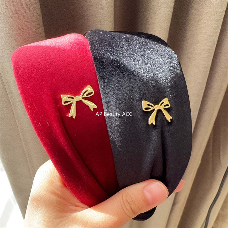 E관 - 가을겨울 벨벳 리본 디자인 와이드 머리띠 [27731] 25.11-4