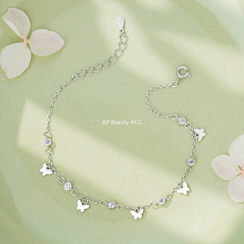 B관 - 999 실버 나비 펜던트 라운드 큐빅 팔찌 [YC4881SL_1] 25.11-2