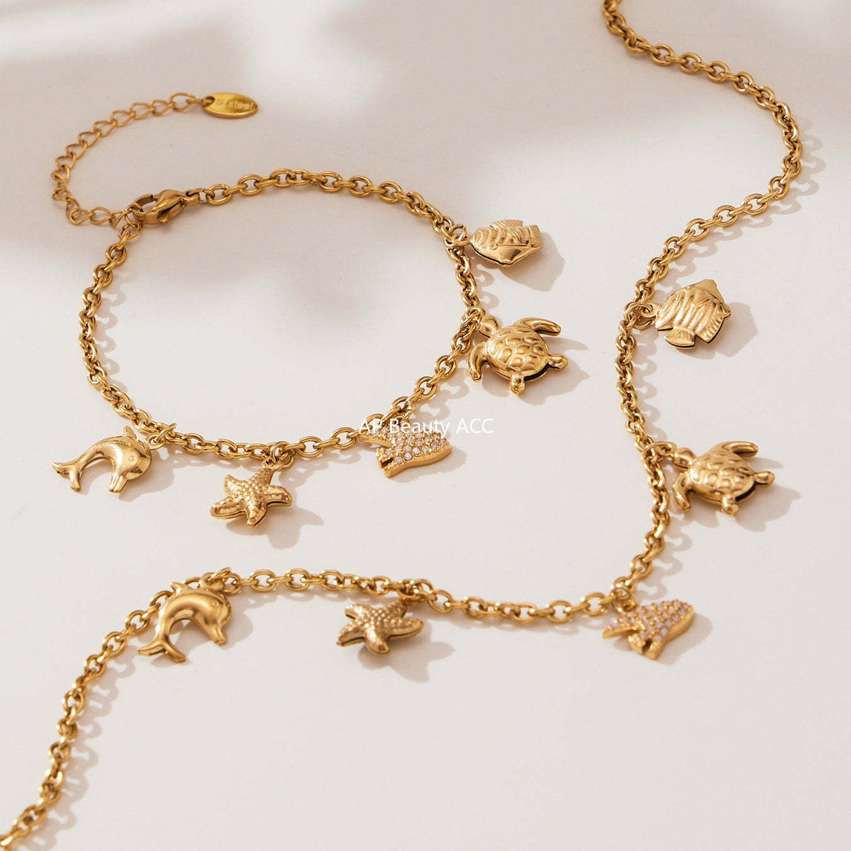 D관 - 18K 도금 스테인리스 스틸 해양생물 큐빅 펜던트 목걸이 팔찌 [TXP445] 25.10-4