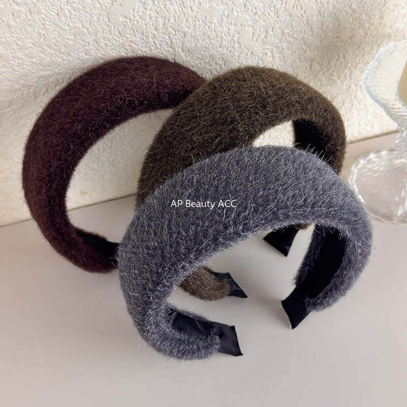 E관 - 퍼 털실 소재 볼륨 와이드 머리띠 [27710] 25.11-3