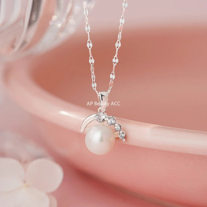 B관 - 999 실버 진주 큐빅 펜던트 목걸이 귀걸이 [YC0812N_1 YC6405E_1] 25.11-1