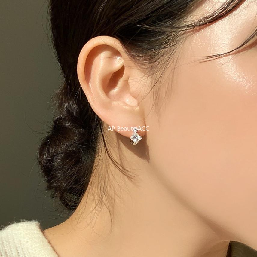 F관 - 925 실버 스퀘어 큐빅 후프 귀걸이 [C1029] 25.11-2