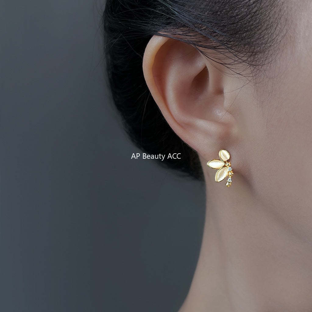 C관 - 925 은침 묘안석 큐빅 나비 디자인 귀걸이 [6959] 25.10-4