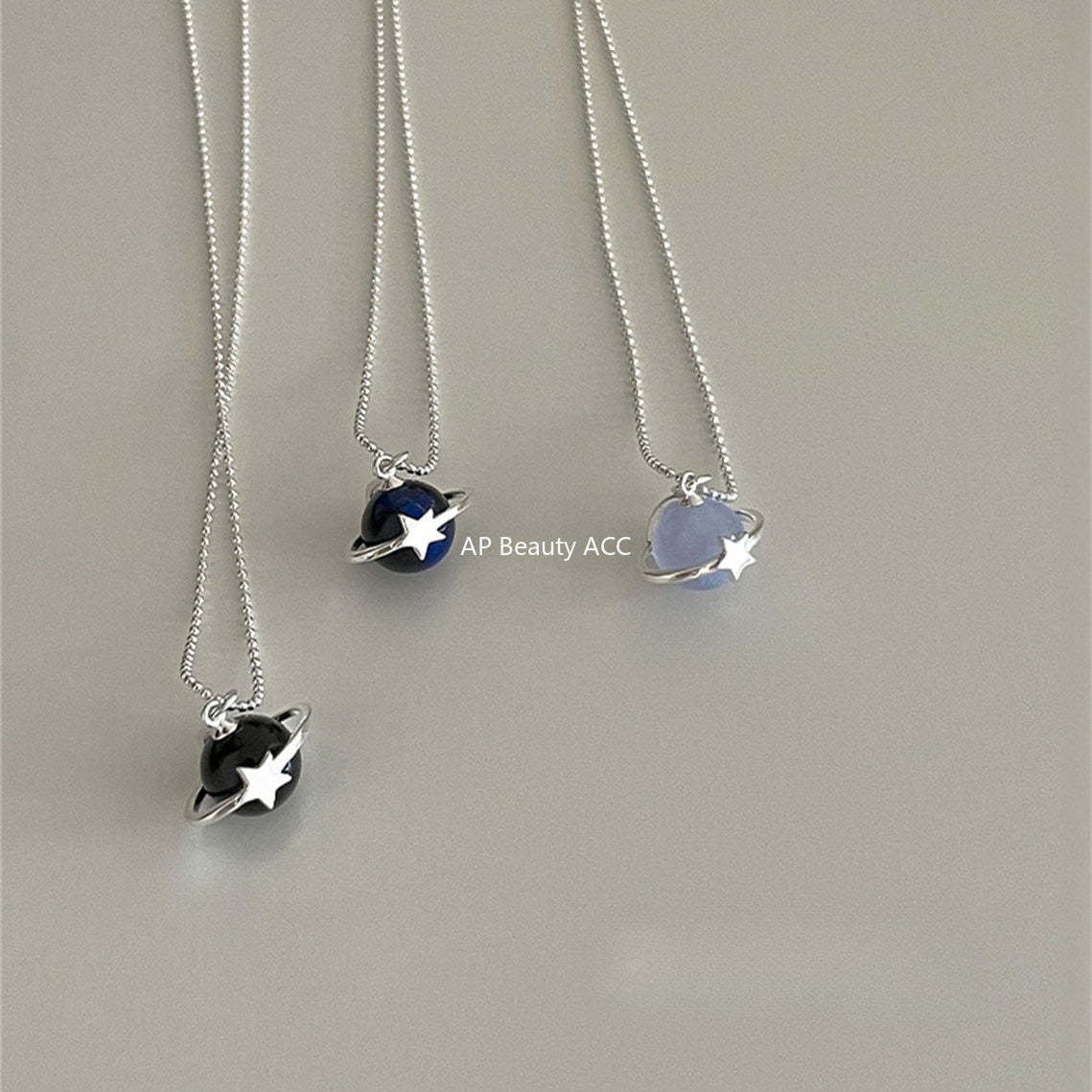 A관 - 925 실버 행성 별 천연석 펜던트 목걸이 [XL-1208] 25.09-4