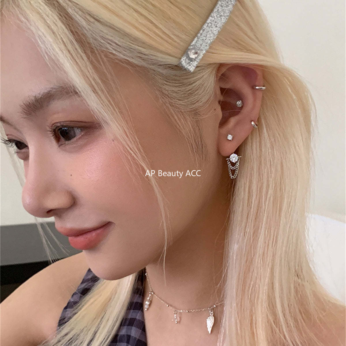 A관 - 티타늄 스틸 큐빅 체인 드롭 투웨이 귀걸이 [EH-4193] 25.10-4